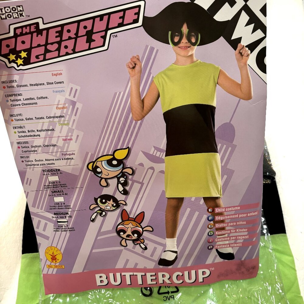 Powerpuff Girls  Buttercup  Rubie’s Costume #38566 Size 8-10 NWT NOS